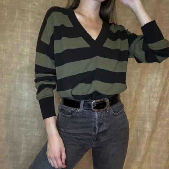 Banana Republic Striped V Neck Knit Pullover - Picture 3 of 4